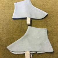Antique Pair of Felt Ankle Gaiters Buttoned on the Inner Legs and Secured with Leather Straps