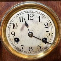 Antique Golden Oak Mantel Clock by Hamburg American Clock Company