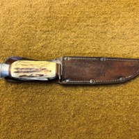 Vintage Horn Handle Hunting Knife with Corkscrew and Can Opener