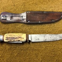 Vintage Horn Handle Hunting Knife with Corkscrew and Can Opener