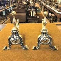 Vintage Pair of Cast Brass Fireside Dogs