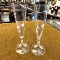 Vintage Pair of Lalique France Champagne Flutes