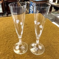 Vintage Pair of Lalique France Champagne Flutes