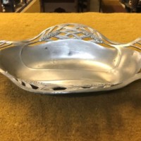 Art Nouveau / Jugendstil Orivit Pewter Oval Tray / Bread Dish with Wheat Sheaf Design