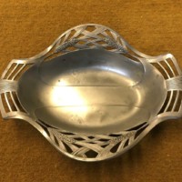 Art Nouveau / Jugendstil Orivit Pewter Oval Tray / Bread Dish with Wheat Sheaf Design