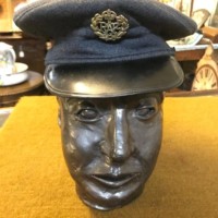Vintage RAF Ordinary Airman's Peaked Cap c/w Brass Cap Badge