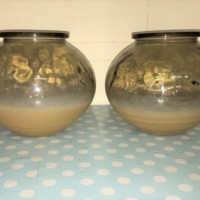 Pair Glass / Stone Glazed Flower Vases