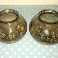 Pair Glass / Stone Glazed Flower Vases