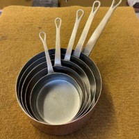Vintage Set of 5 French Copper Cooking Pots
