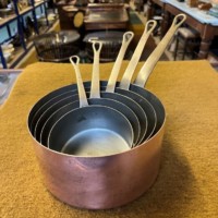 Vintage Set of 5 French Copper Cooking Pots