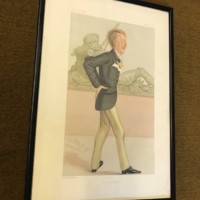 Victorian Framed Vanity Fair SPY Lithograph of Lord Ronald Charles Sutherland-Leveson-Gower "The Sculptor"