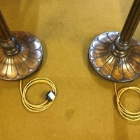 Vintage Pair of Carved Mahogany Standard Lamps c/w Shades