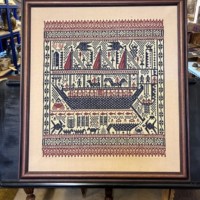 Vintage Indonesian Tampan Pasisir "Ship Cloths" Framed Tapestry