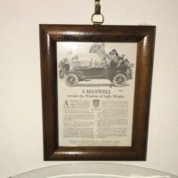 Antique Framed Maxwell Motor Car Advert ﻿'A Maxwell Reveals the Wisdom of Light Weight'