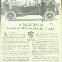 Antique Framed Maxwell Motor Car Advert ﻿'A Maxwell Reveals the Wisdom of Light Weight'