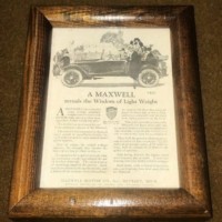 Antique Framed Maxwell Motor Car Advert ﻿'A Maxwell Reveals the Wisdom of Light Weight'