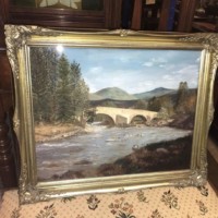 Painting The Auld Brig O Dee by Artist P Lewis