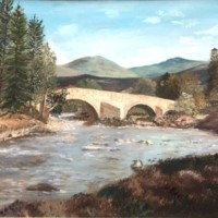 Painting The Auld Brig O Dee by Artist P Lewis