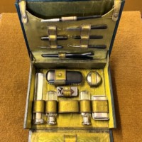 Antique Ladies Pigskin Traveling Vanity / Correspondence Case