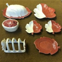 Vintage Carlton Ware Breakfast Condiment Set Australian Design Leaf Pattern