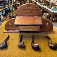 Vintage Mahogany Wall Hanging Pipe Rack