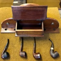 Vintage Mahogany Wall Hanging Pipe Rack