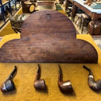 Vintage Mahogany Wall Hanging Pipe Rack