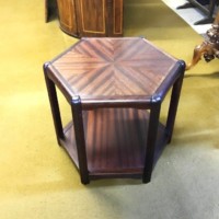 Vintage Teak Hexagonal Sunburst Occasional Table