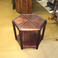 Vintage Teak Hexagonal Sunburst Occasional Table