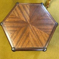 Vintage Teak Hexagonal Sunburst Occasional Table