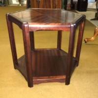 Vintage Teak Hexagonal Sunburst Occasional Table