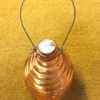 Vintage Bee Hive Shaped Hanging Fly / Wasp Catcher Light Pink Ribbed Glass