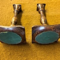 Antique Pair of Oak Arts & Crafts Candle Sticks