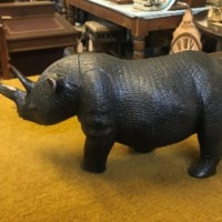 Vintage Pair of Carved Iron Wood Rhinoceros