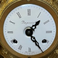 Vintage Italian 'Imperial' Gilt Brass and Green Marble Clock Garniture