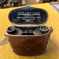 WW1 Pair of Hunsicker & Alexis, Paris Military Binoculars in Leather Case
