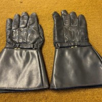Vintage Motorcycle Gauntlets English Made Brand Black Leather Wool Lined
