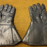 Vintage Motorcycle Gauntlets English Made Brand Black Leather Wool Lined