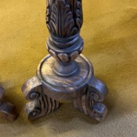 Antique Pair of Large Carved Wood Church Alter Pricket Candle Holders