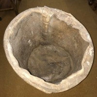 Antique Rawhide Pigskin Mill Bucket with Steel Label C34