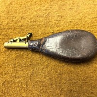 Antique Gun Powder Flask Leather and Brass