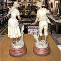 Pair of French Patinated Spelter Figures