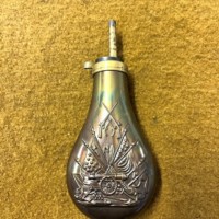 Antique Embossed Copper / Brass Shot Flask
