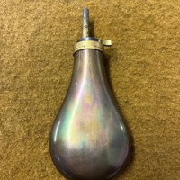 Antique Embossed Copper / Brass Shot Flask