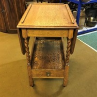 Vintage Oak Drop Leaf Hostess Trolley / Table with Cutlery Drawer