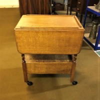 Vintage Oak Drop Leaf Hostess Trolley / Table with Cutlery Drawer