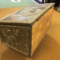 Antique Brass Repousse Coal Box