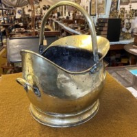 Vintage Hammered Brass Helmet Coal Scuttle