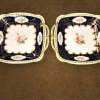 Pair of Coalport Blue Gilded Serving Trays