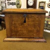 Edwardian Tiger Oak Fall Front Stationery Box / Writing Case